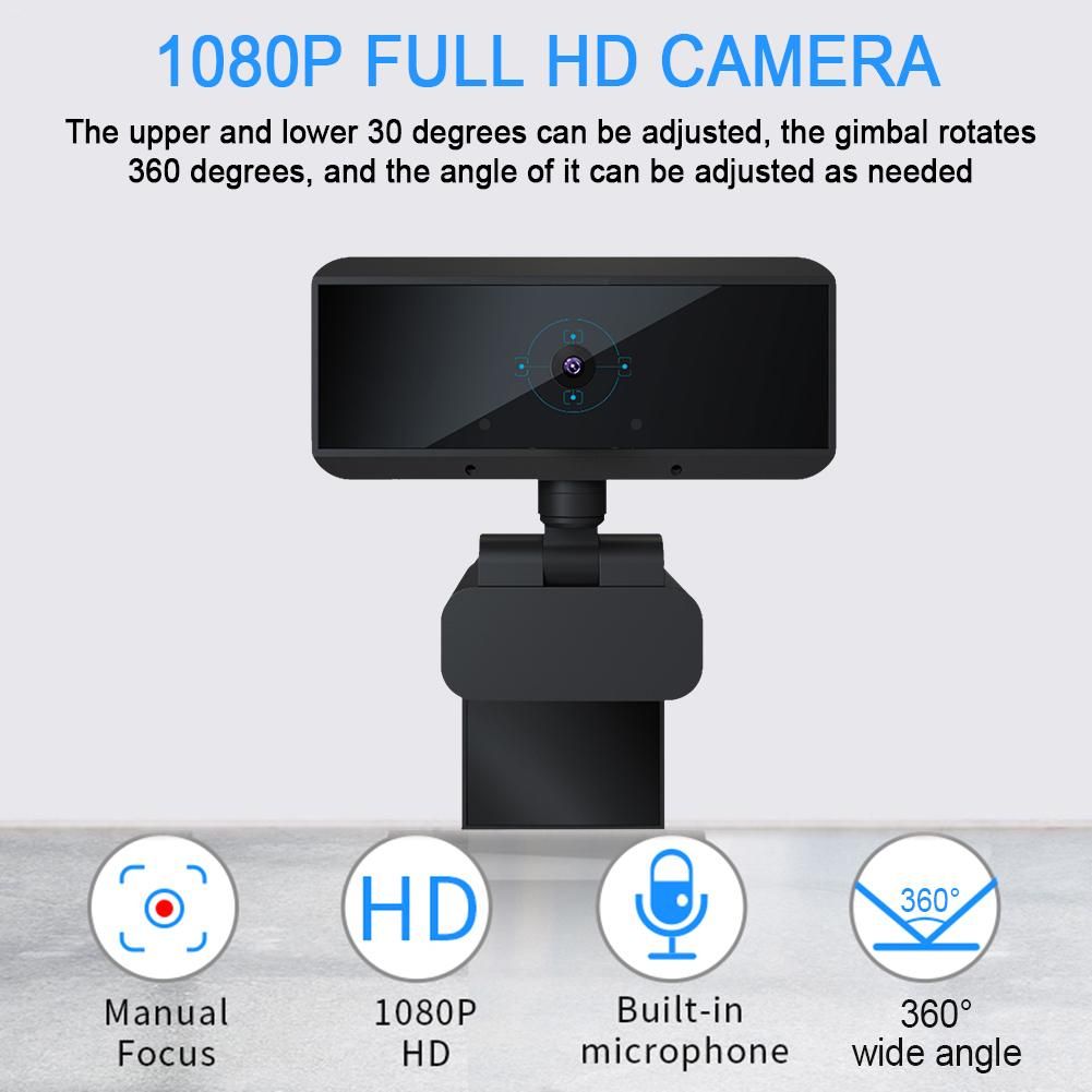 Webcam 1080P With Microphone Auto Focus Webcam Computer Camera Web Camera PC Webcam For Plug And Play Video Calling Black