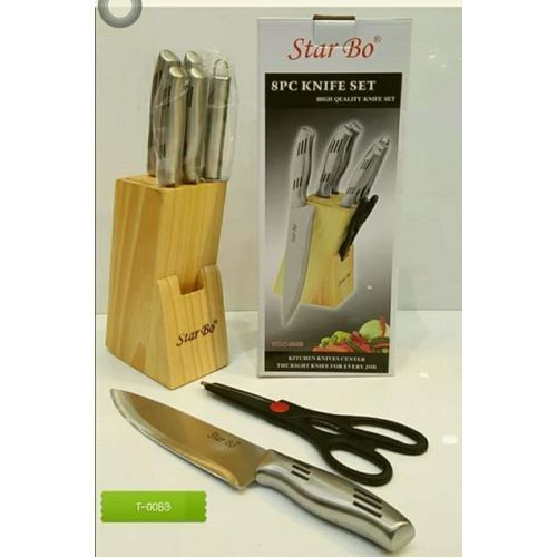 Steel Knife Set With Block Stand - 8 In  Set