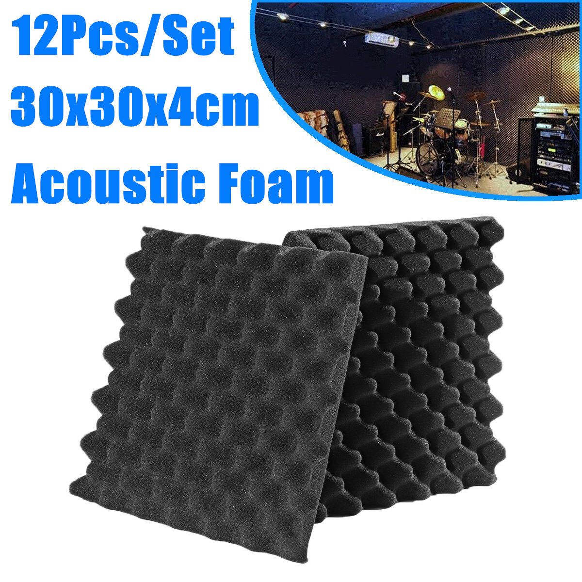 12Pcs/Set Studio Acoustic Foam Panels Tile Sound Insulation Proofing 30x30x4cm