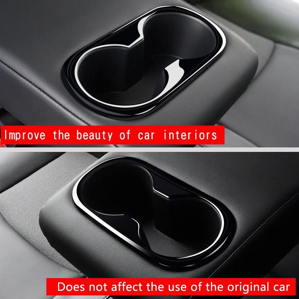 Car Glossy Black Rear Seat Water Cup Holder Decoration Frame Cover Trim Fit for Toyota Corolla Cross 2021 2022 RHD