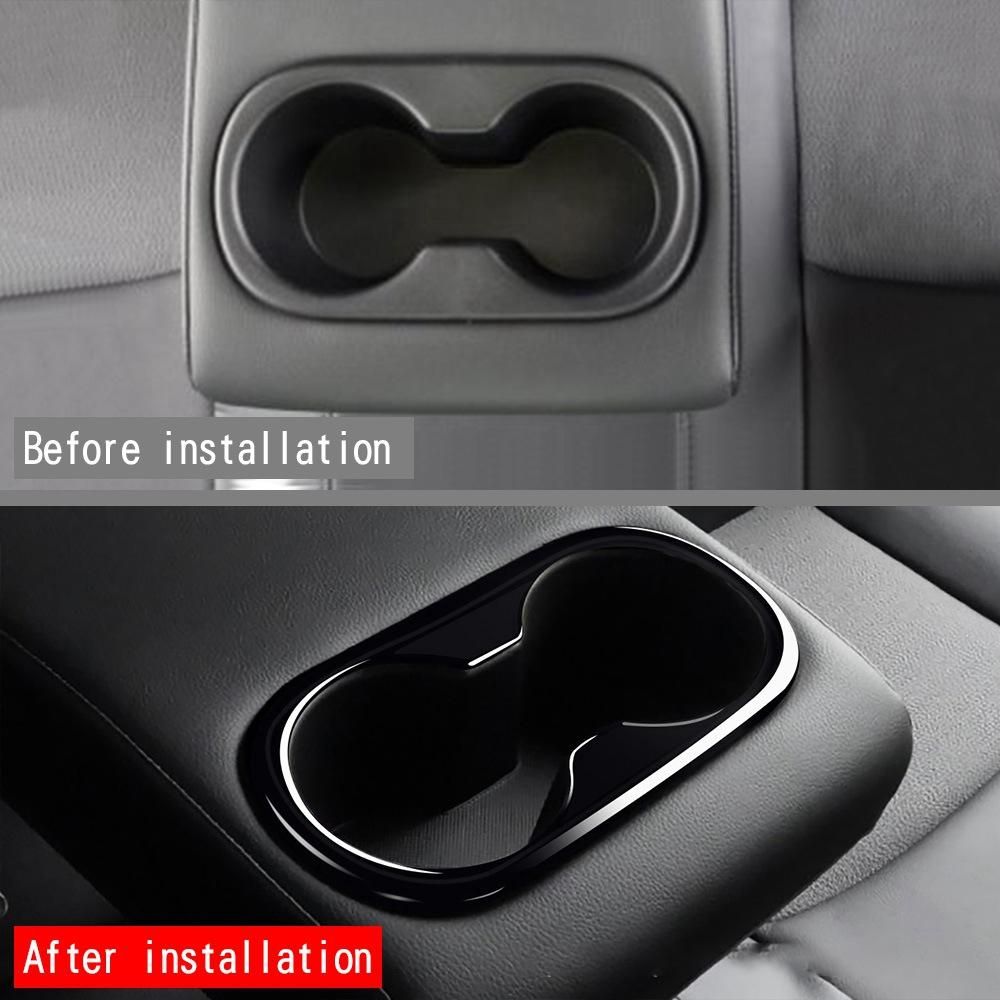 Car Glossy Black Rear Seat Water Cup Holder Decoration Frame Cover Trim Fit for Toyota Corolla Cross 2021 2022 RHD