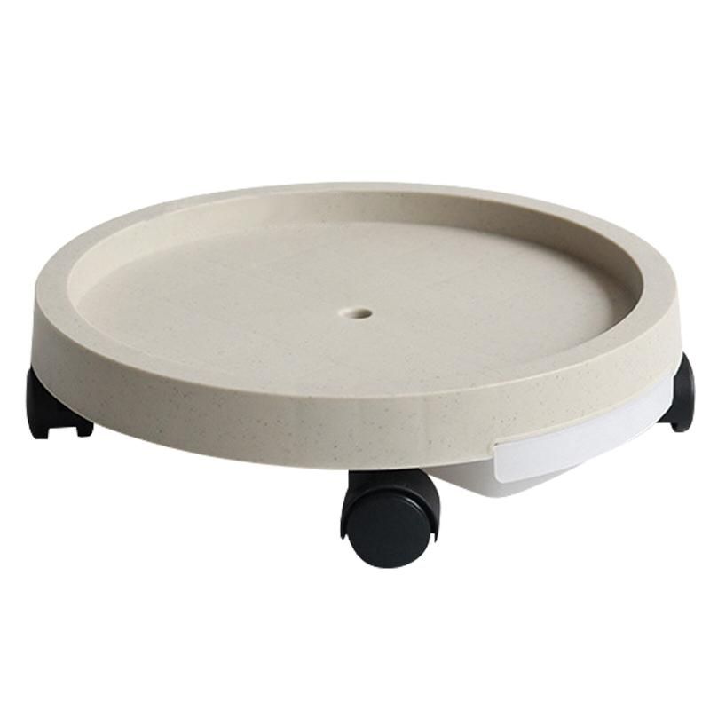 Plant Caddy Rolling Dolly Saucer Tray (Beige)