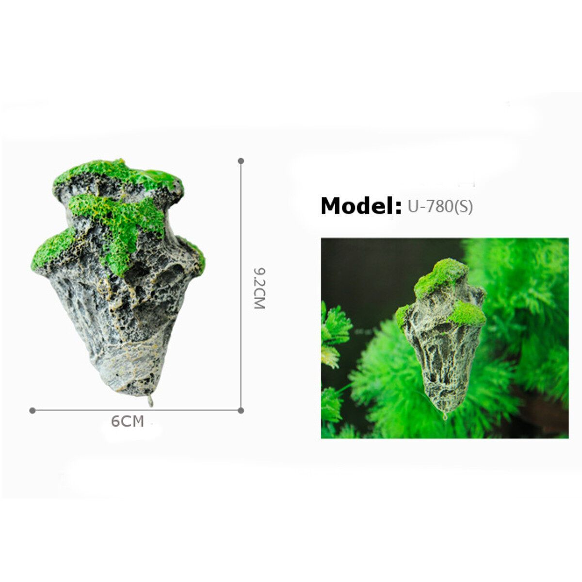 New Large Aquarium Fish Tank Floating Rocks Suspended Decoration Ornament S S 9.2x6 Cm/3.6x2.4 Inch