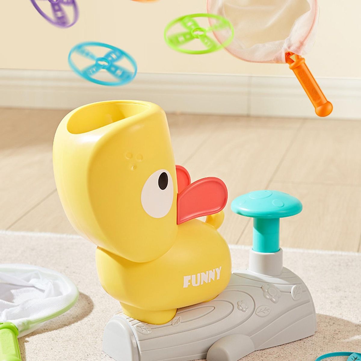 1 Set Flying Disc Toys Cartoon Catapult Kids Toys Yellow