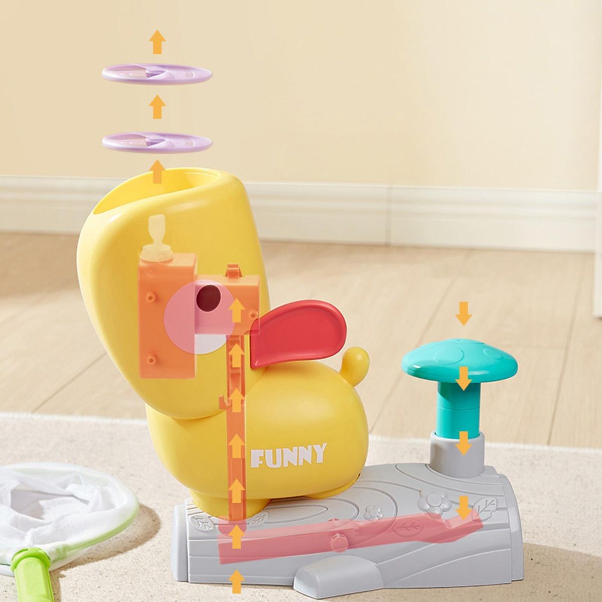 1 Set Flying Disc Toys Cartoon Catapult Kids Toys Yellow