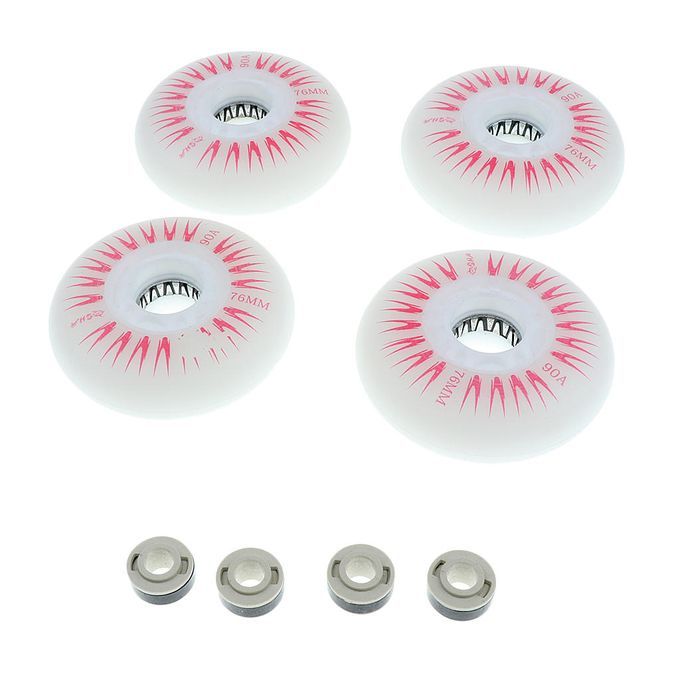 4 Pieces LED Lights Inline Roller Skating Wheels 76mm Red