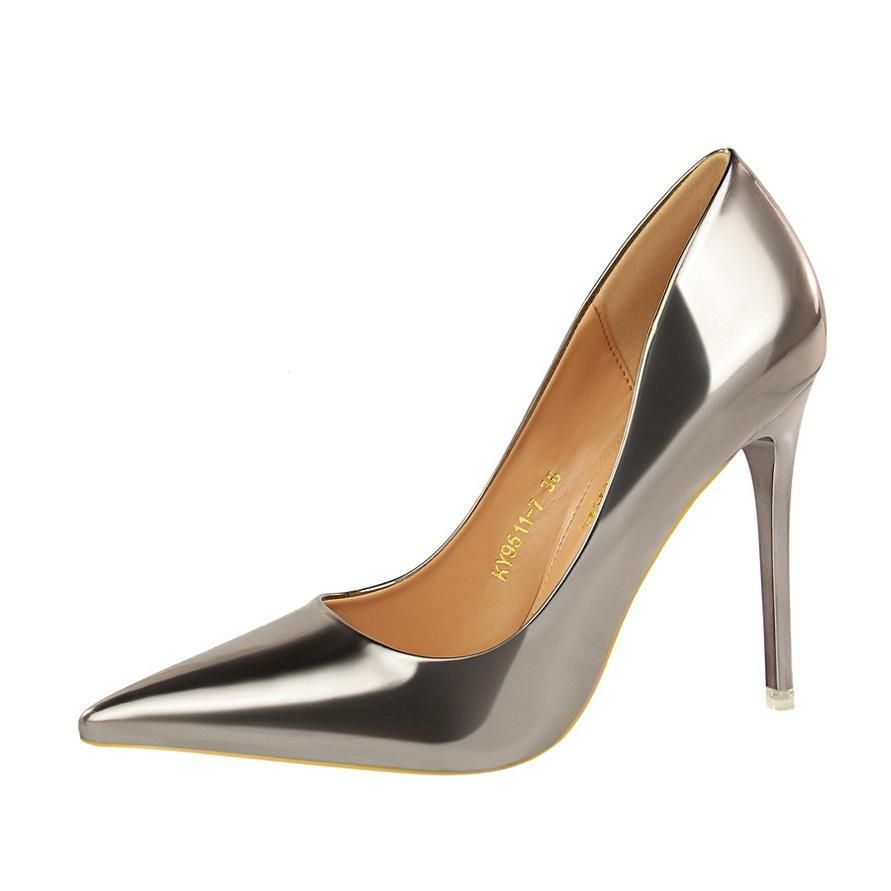 Women's High Heels 7.5CM Metal Heel Pointed Toe High Heels Bronze