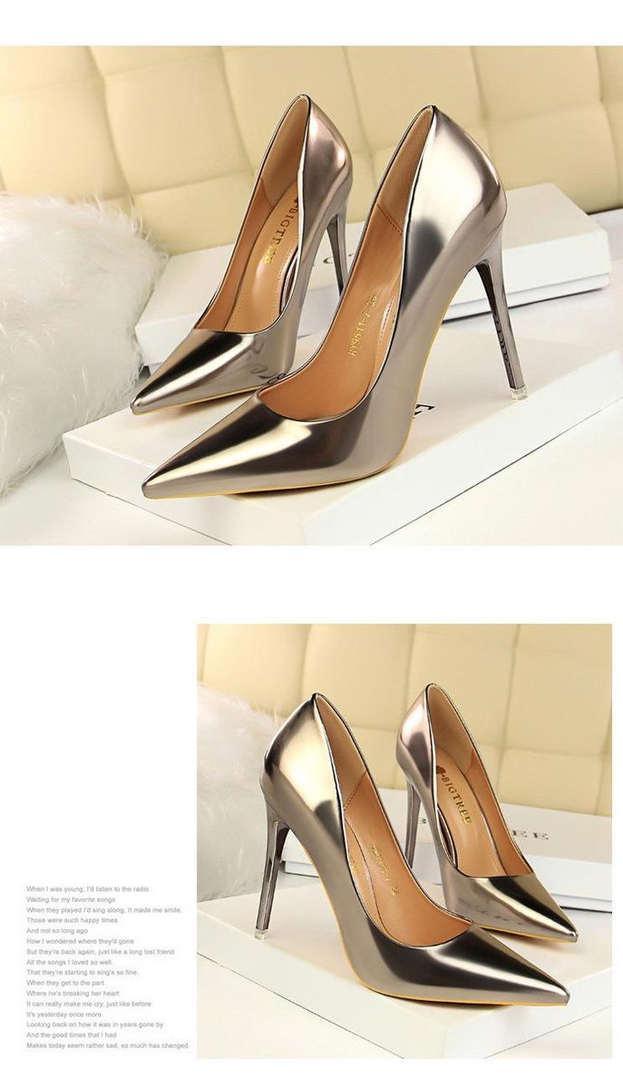 Women's High Heels 7.5CM Metal Heel Pointed Toe High Heels Bronze