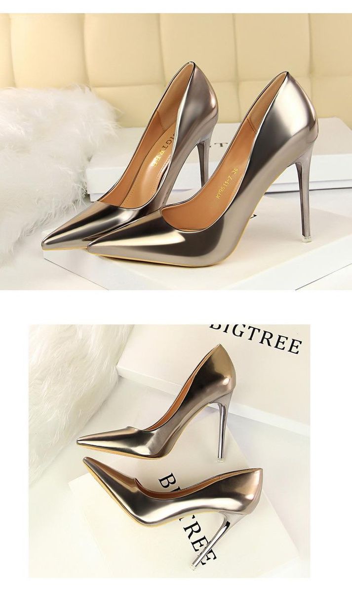 Women's High Heels 7.5CM Metal Heel Pointed Toe High Heels Bronze
