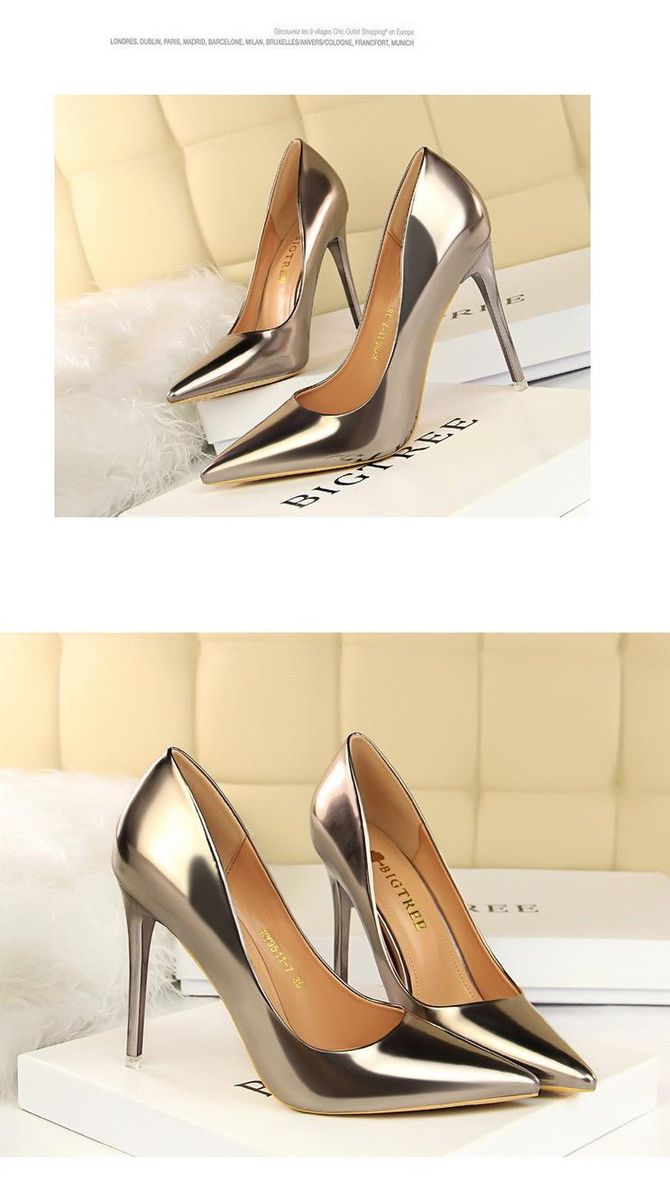 Women's High Heels 7.5CM Metal Heel Pointed Toe High Heels Bronze