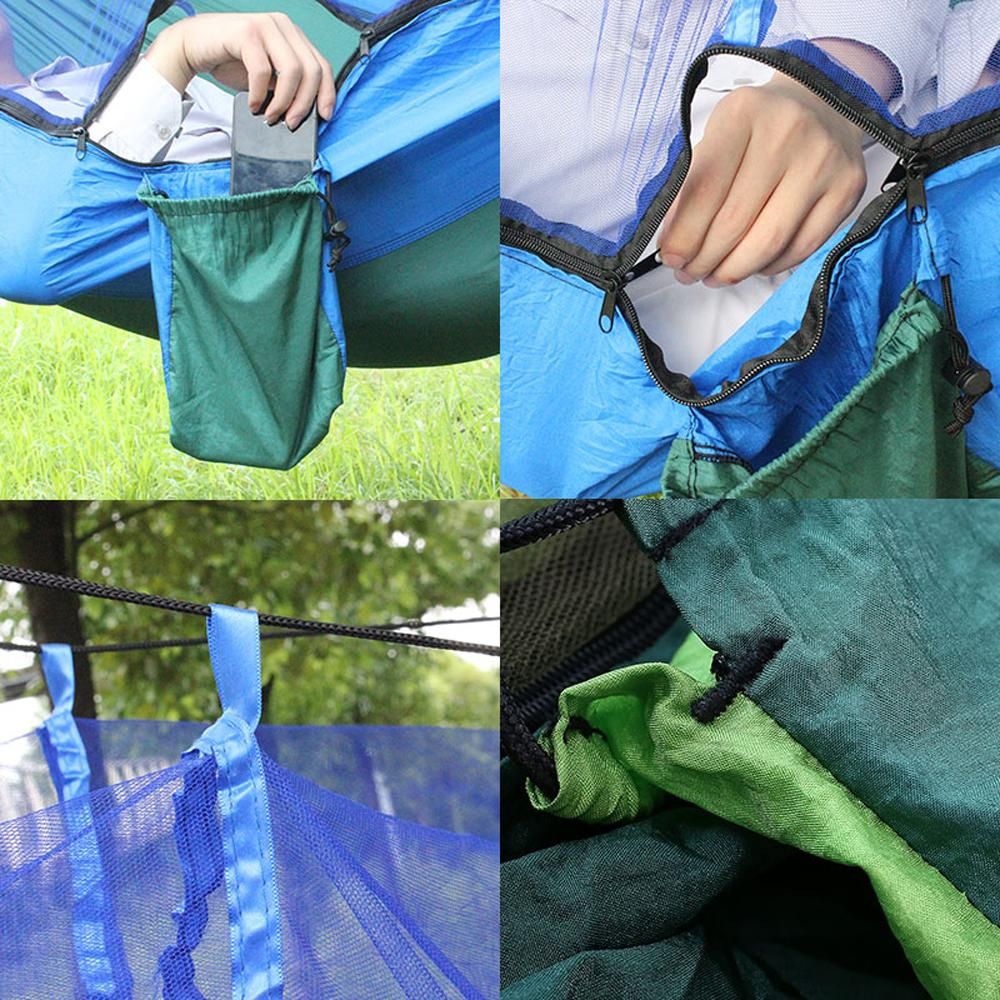 Automatic Quick-opening Hammock with Mosquito Net Outdoor Camping Portable Hammock Anti-rollover Nylon Hammock