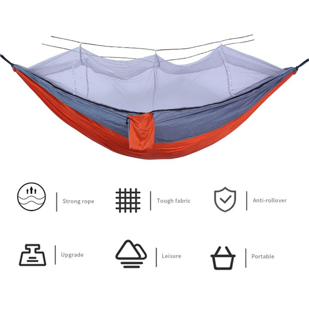 Automatic Quick-opening Hammock with Mosquito Net Outdoor Camping Portable Hammock Anti-rollover Nylon Hammock