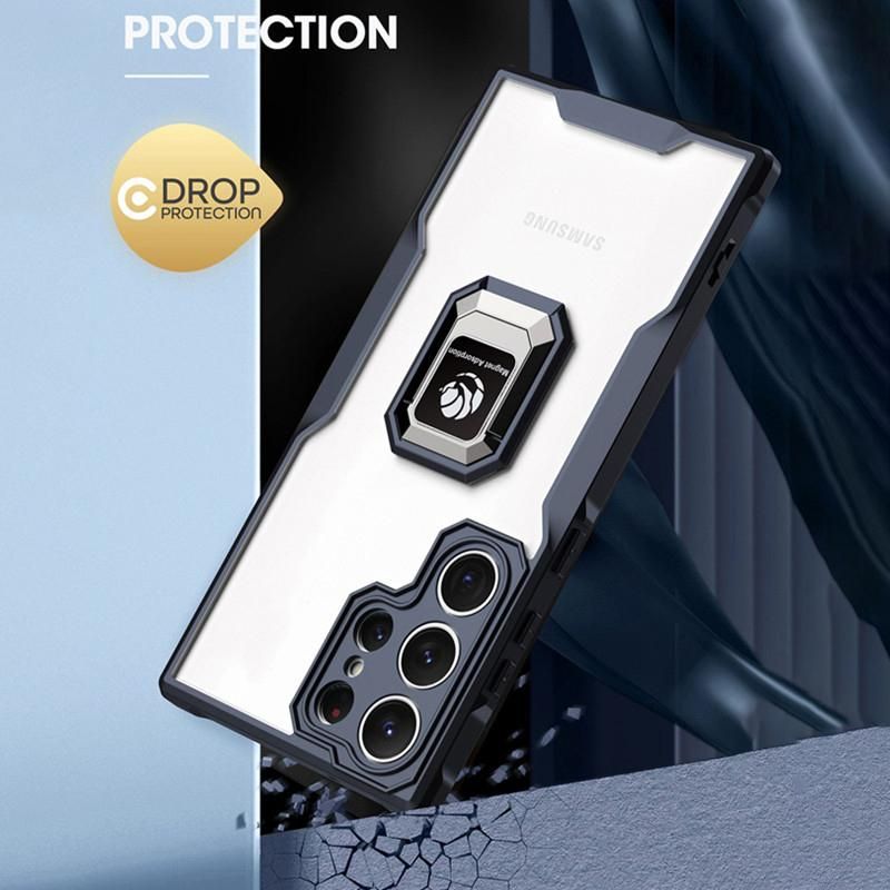 Shockproof Transparent Bumper Phone Case For Samsung S23 Ultra A32 A22 A14 5G A73 A53 A13 A31 A10 Magnetic Ring Stand Back Cover