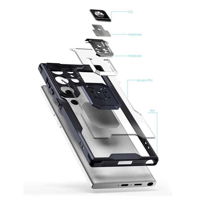 Shockproof Transparent Bumper Phone Case For Samsung S23 Ultra A32 A22 A14 5G A73 A53 A13 A31 A10 Magnetic Ring Stand Back Cover