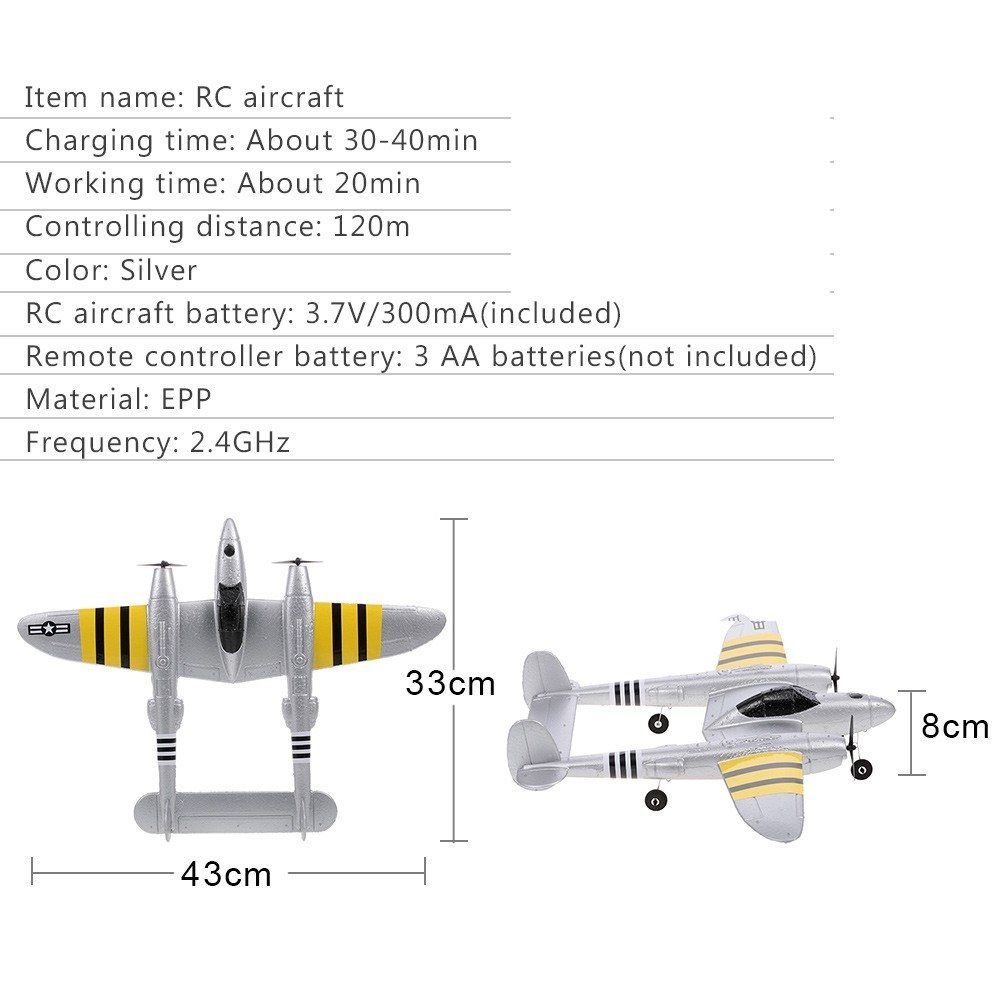 FX-816 P38 Airplane 2.4GHz 2CH RC Airplane Aircraft Outdoor