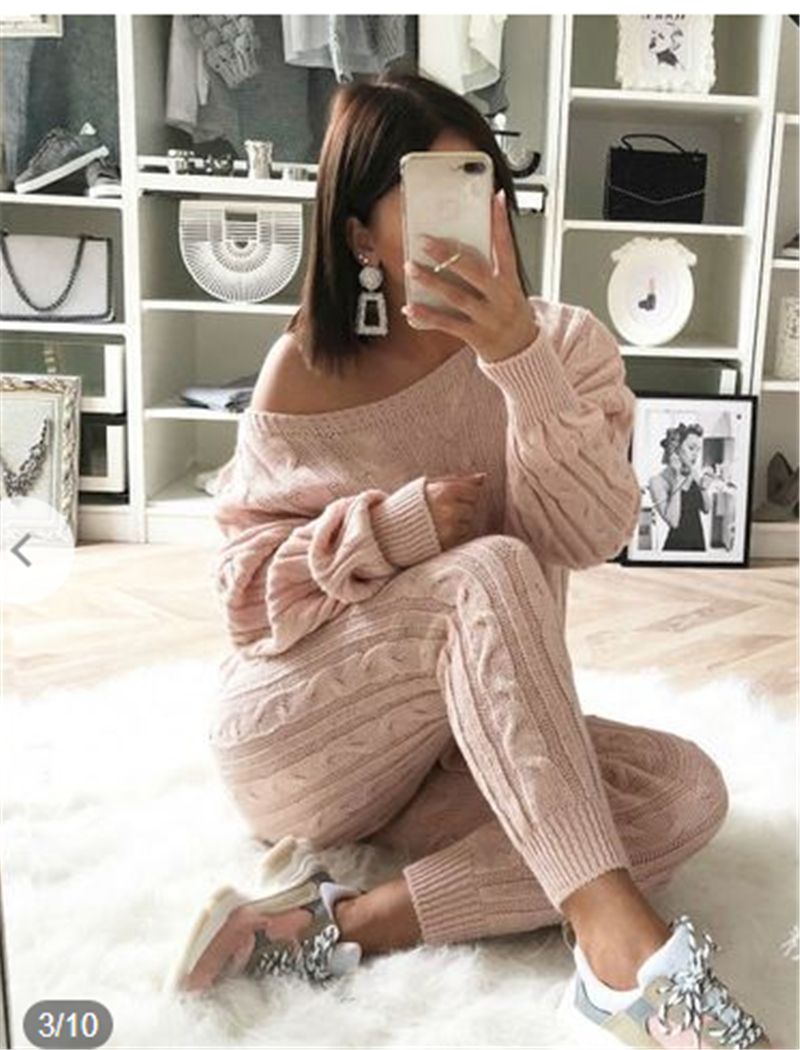 Retro Hot 2019 New Ladies Women's Suit Summer Sweater Joggers Plain Lounge Wear Tracksuit Lounge Wear Casual Loose Solid Sets（#D）