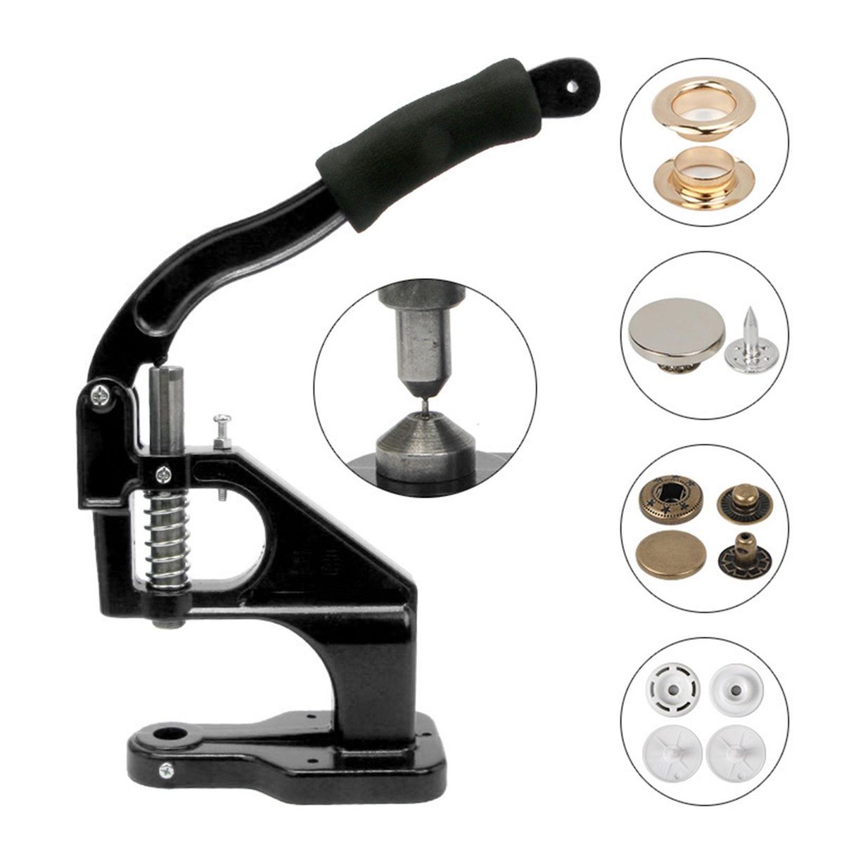 Manual Grommet Eyelet Machine   Button Press Tool For Rivets Black