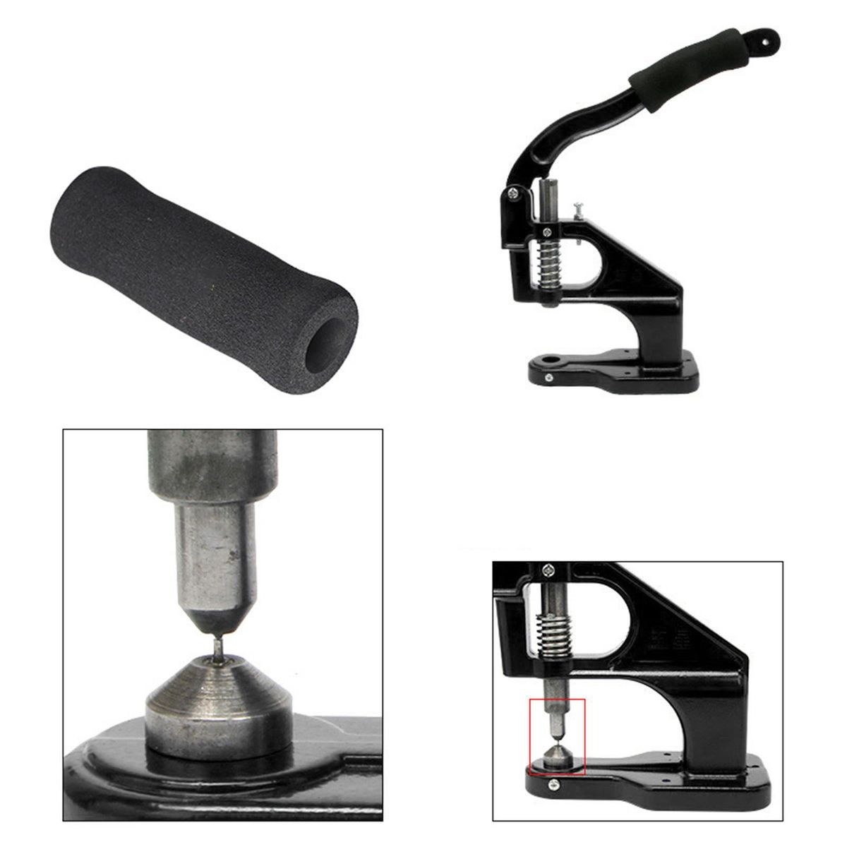 Manual Grommet Eyelet Machine   Button Press Tool For Rivets Black