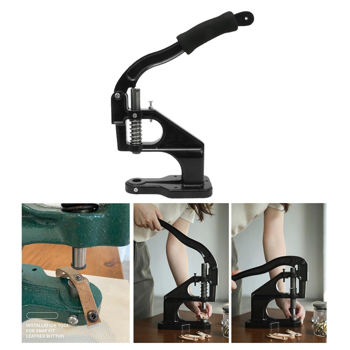 Manual Grommet Eyelet Machine   Button Press Tool For Rivets Black
