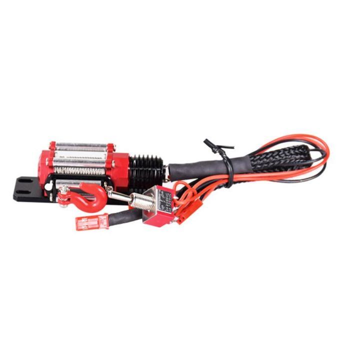 Electric Winch With Rope Hook For SCX10 TRX4 D90 1/10-Red