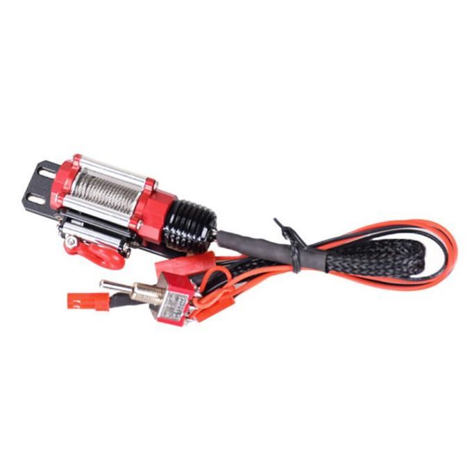 Electric Winch With Rope Hook For SCX10 TRX4 D90 1/10-Red