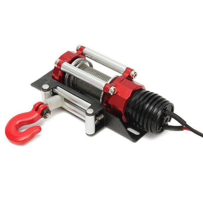 Electric Winch With Rope Hook For SCX10 TRX4 D90 1/10-Red