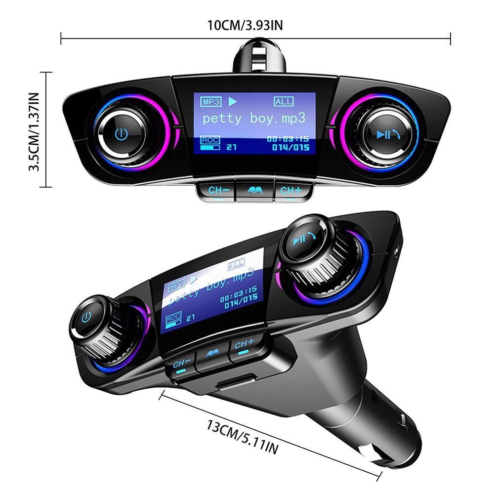 Bluetooth Car Kit Handsfree FM Transmitter Wireless A2DP AUX Audio Car MP3 Player Support U Disk TF Card Folder Playback  JOERU