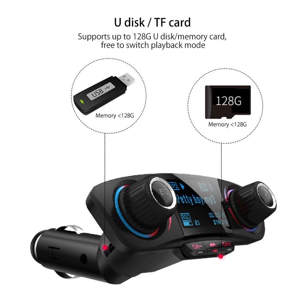 Bluetooth Car Kit Handsfree FM Transmitter Wireless A2DP AUX Audio Car MP3 Player Support U Disk TF Card Folder Playback  JOERU