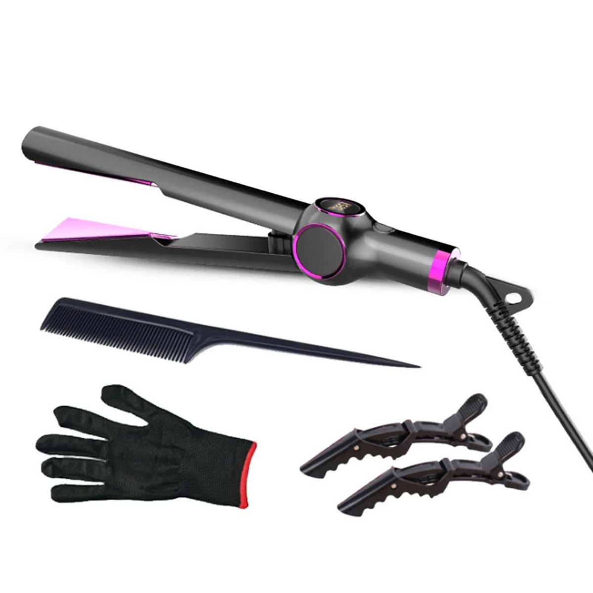 2-In-1 Hair Iron Straightening   Curling With LCD Display