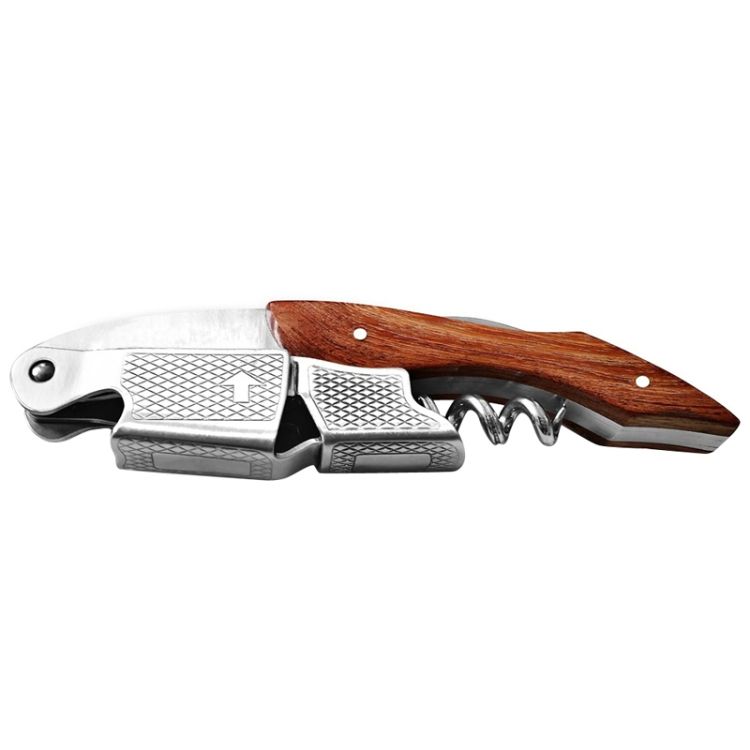 2 PCS Wood Handle Professional  Multifunction Double Steel Head Portable Screw Corkscrew Wine Bottle Opener Corkscrew Bottle Opener