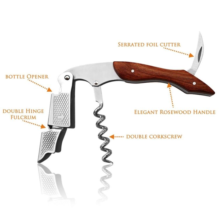 2 PCS Wood Handle Professional  Multifunction Double Steel Head Portable Screw Corkscrew Wine Bottle Opener Corkscrew Bottle Opener