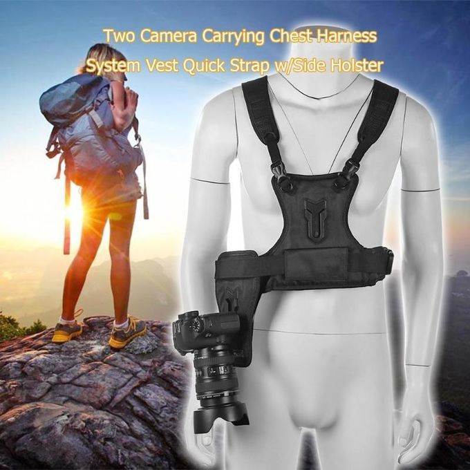 Two Camera Carrying Chest Harness System Vest Quick Strap W/Side Holster LIG