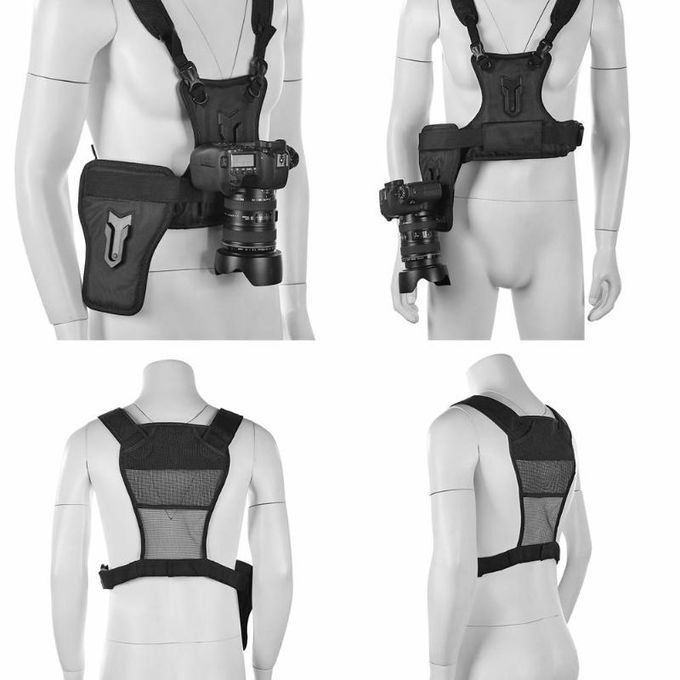 Two Camera Carrying Chest Harness System Vest Quick Strap W/Side Holster LIG