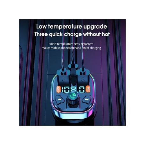 Q5 18W FM Transmitter External Microphone Dual USB PD Type C Fast Charge Car Charger Bluetooth 5.0