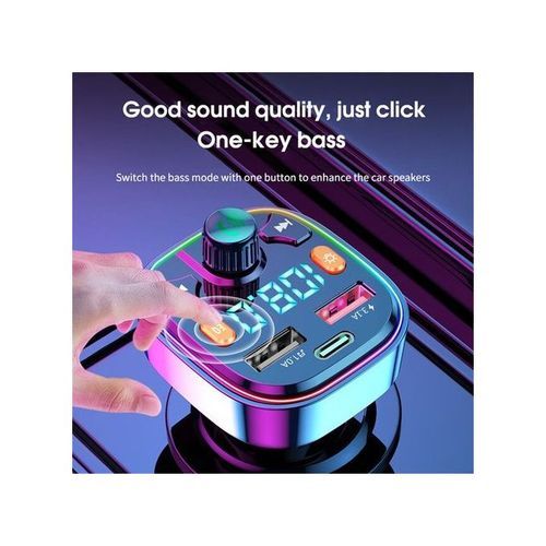 Q5 18W FM Transmitter External Microphone Dual USB PD Type C Fast Charge Car Charger Bluetooth 5.0