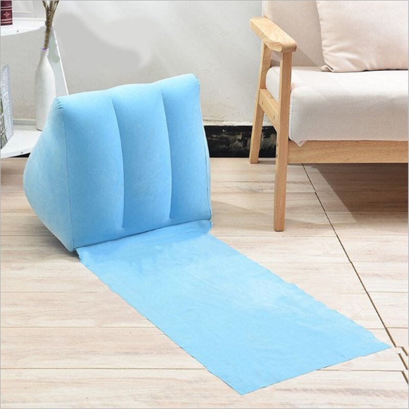 Outdoor Travel Inflatable Triangle Cushion Fashion Leisure PVC Flocking Triangle Beach Mat Picnic Mat Grass Cushion Indoor Floor Cushion Light Blue