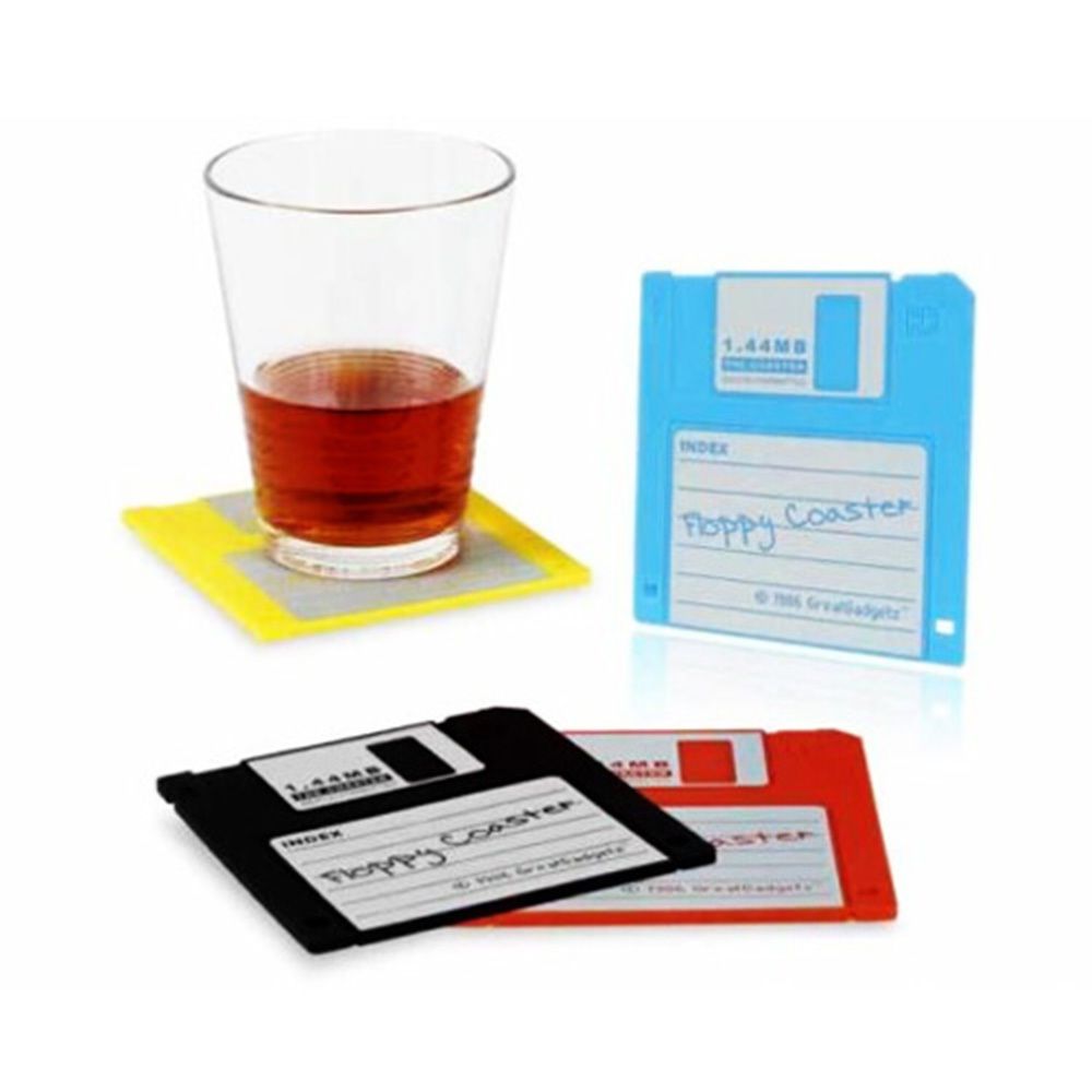 6pcs Food Grade Silicone Floppy Disk Cup Mat Coasters Drink