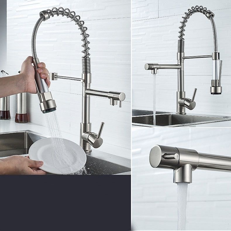 Kitchen Rotatable Spring Faucet  , Specification: Brushed