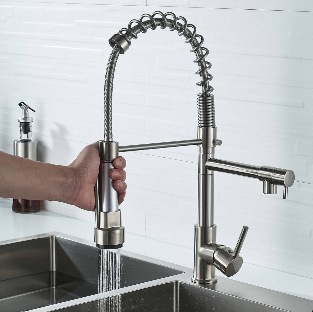 Kitchen Rotatable Spring Faucet  , Specification: Brushed