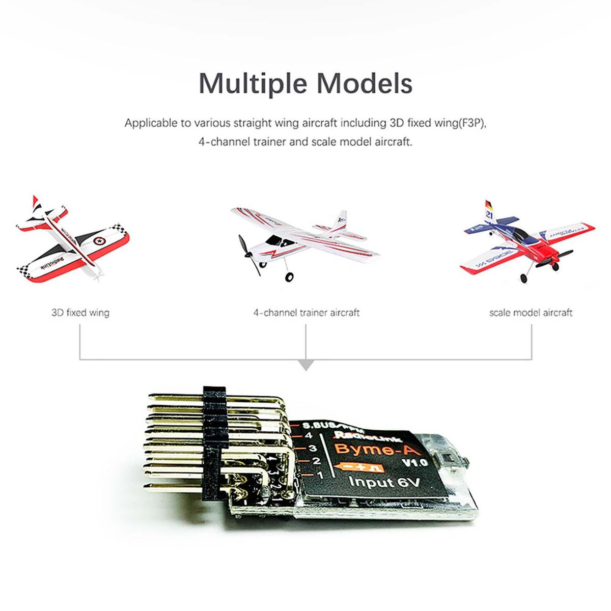 Radiolink Byme-A Flight Stabiliser Flight Controller Gyroscope Self-stabilization Balance for RC Airplane Fixed Wing 4CH Trainer 3D Aerobatics Scale F3P