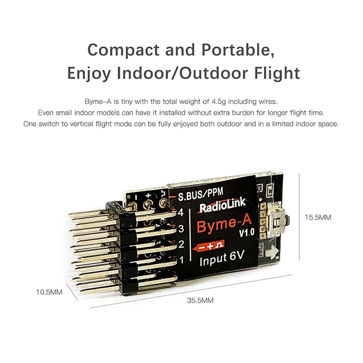 Radiolink Byme-A Flight Stabiliser Flight Controller Gyroscope Self-stabilization Balance for RC Airplane Fixed Wing 4CH Trainer 3D Aerobatics Scale F3P