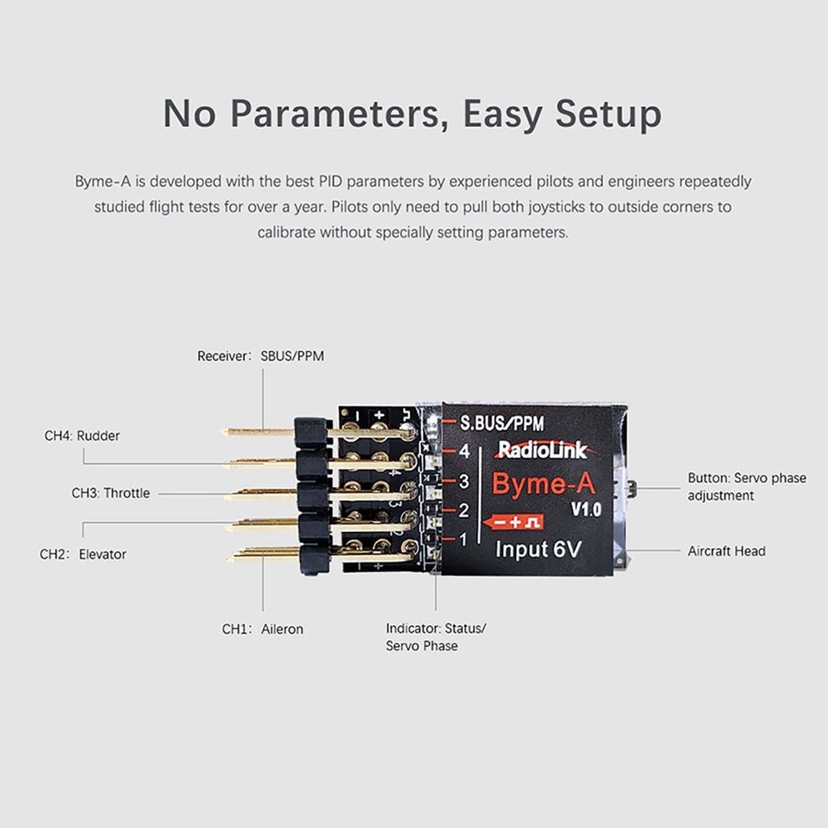 Radiolink Byme-A Flight Stabiliser Flight Controller Gyroscope Self-stabilization Balance for RC Airplane Fixed Wing 4CH Trainer 3D Aerobatics Scale F3P