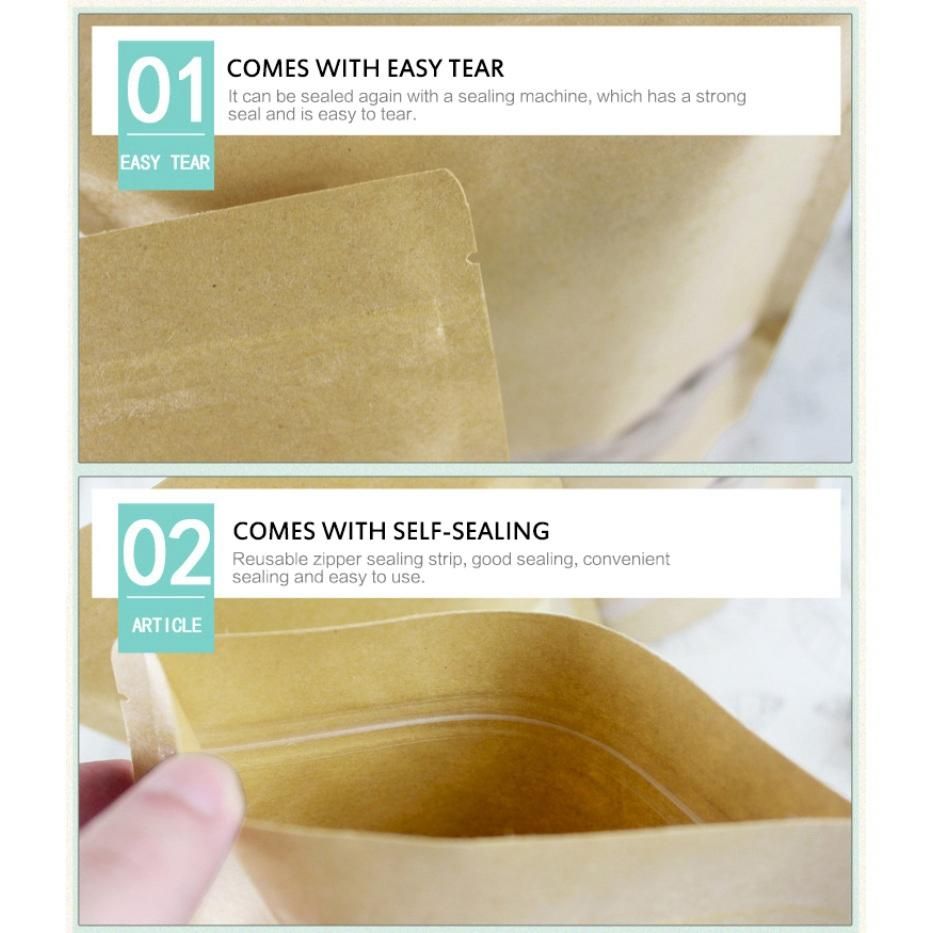 50Pcs Bakery Bags Clear Window Paper Bag Sealing Grease Proof Kraft Paper Bag for Food Snacks Cookie Bag 16x23x4Cm