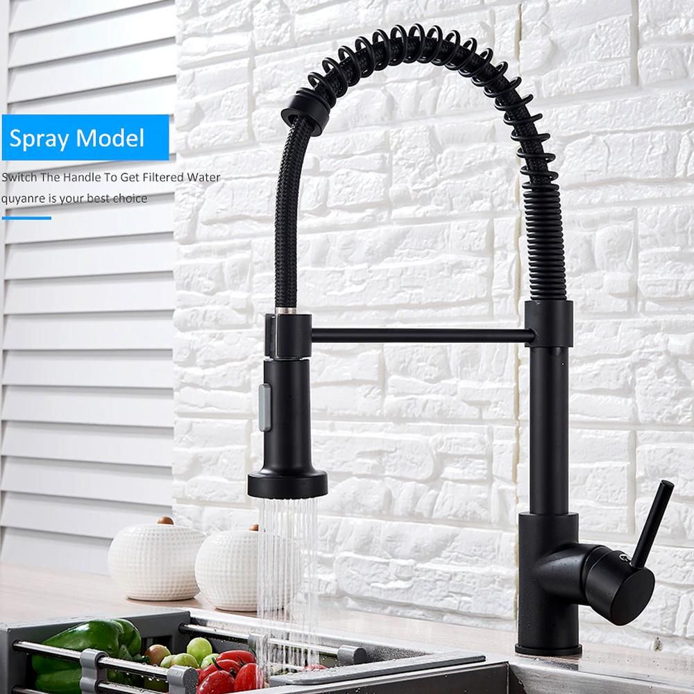 Kitchen Hot and Cold Water Faucet Rotatable Mixed Water SpringFaucet Faucet with Pull Down Sprayer High Arc Single Handle Spring Kitchen Sink Faucet Modern Stainless Steel Kitchen Faucet