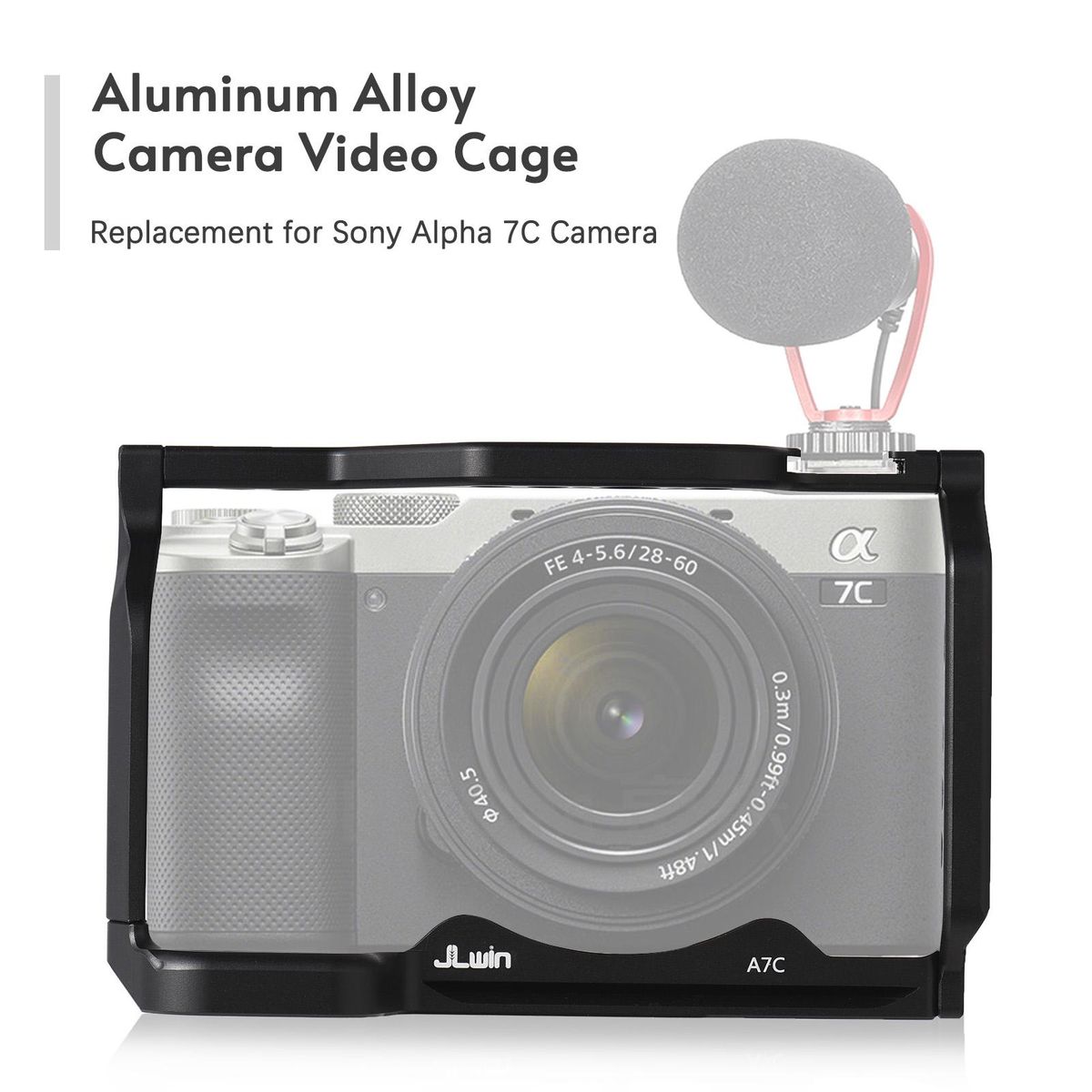 JLwin Protective Camera Cage Aluminum Alloy with Quick Release Plate Cold Shoe Mount Magnetic Wrench Slot Numerous 1/4in And 3/8in Threaded Holes Compatible with Sony Alpha 7C Camera