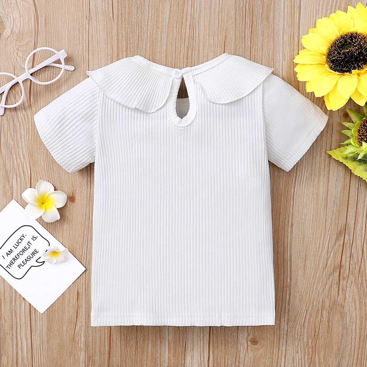 1-6Y Kid Girls Peter Pan Collar Short Sleeves Shirt White Blouse