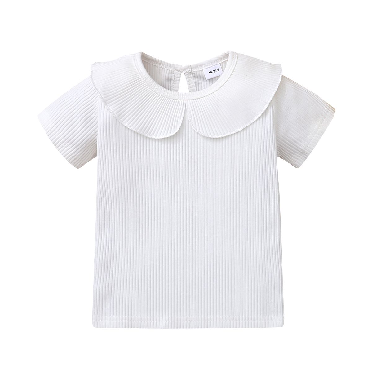 1-6Y Kid Girls Peter Pan Collar Short Sleeves Shirt White Blouse
