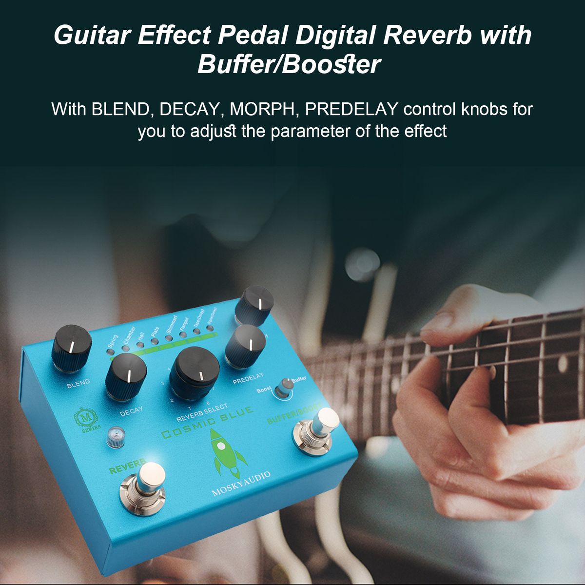 MOSKYAudio Guitar Effect Pedal Digital Reverb With