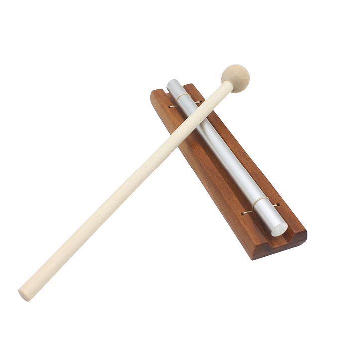 Chime On Wooden Base W/ Mallet Single Rod For Yoga Meditation Energy