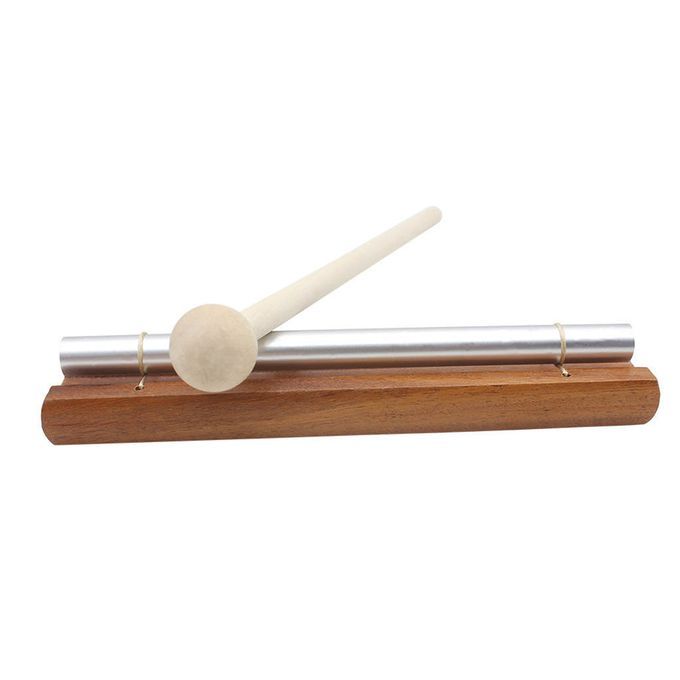 Chime On Wooden Base W/ Mallet Single Rod For Yoga Meditation Energy